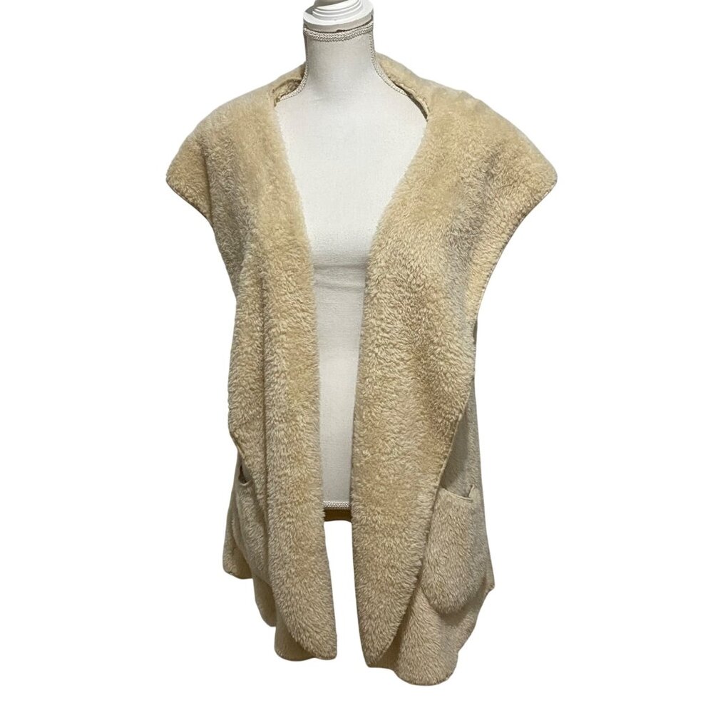 Zenana Outfitters Teddy Hoodie Vest L Monochrome Boho Athleisure Cozy‎ Hippie